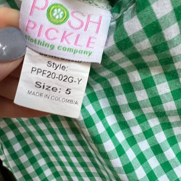 Posh Pickle girls green gingham check shift dress sz 5 - Picture 3 of 3
